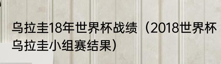乌拉圭18年世界杯战绩（2018世界杯乌拉圭小组赛结果）