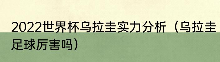 2022世界杯乌拉圭实力分析（乌拉圭足球厉害吗）