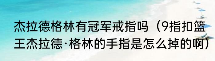 杰拉德格林有冠军戒指吗（9指扣篮王杰拉德·格林的手指是怎么掉的啊）
