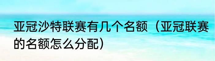 亚冠沙特联赛有几个名额（亚冠联赛的名额怎么分配）