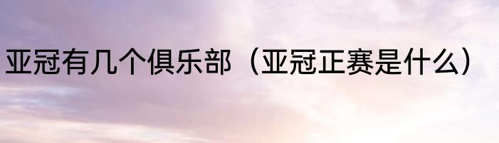 亚冠有几个俱乐部（亚冠正赛是什么）