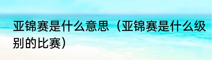 亚锦赛是什么意思（亚锦赛是什么级别的比赛）