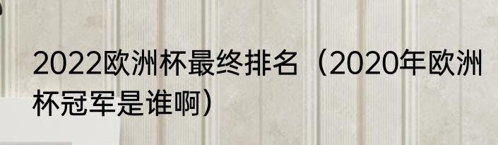 2022欧洲杯最终排名（2020年欧洲杯冠军是谁啊）