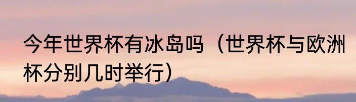 今年世界杯有冰岛吗（世界杯与欧洲杯分别几时举行）