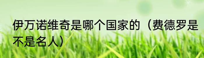 伊万诺维奇是哪个国家的（费德罗是不是名人）