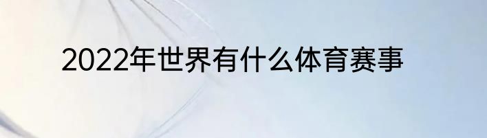 2022年世界有什么体育赛事