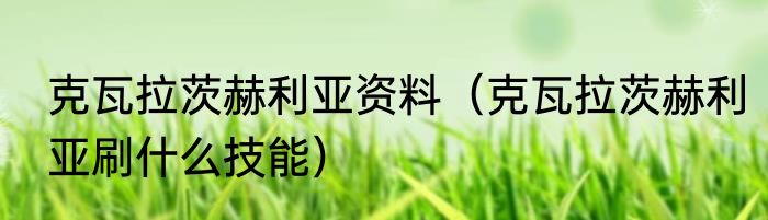 克瓦拉茨赫利亚资料（克瓦拉茨赫利亚刷什么技能）