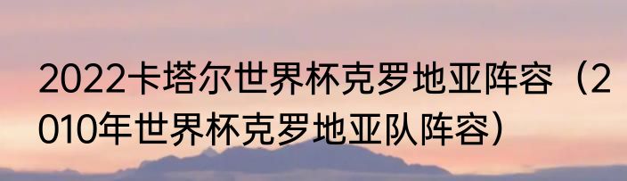2022卡塔尔世界杯克罗地亚阵容（2010年世界杯克罗地亚队阵容）