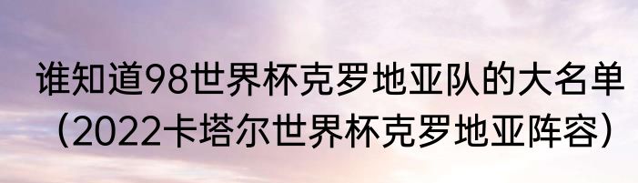 谁知道98世界杯克罗地亚队的大名单（2022卡塔尔世界杯克罗地亚阵容）