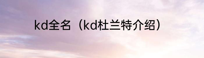 kd全名（kd杜兰特介绍）