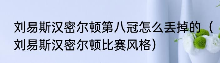 刘易斯汉密尔顿第八冠怎么丢掉的（刘易斯汉密尔顿比赛风格）