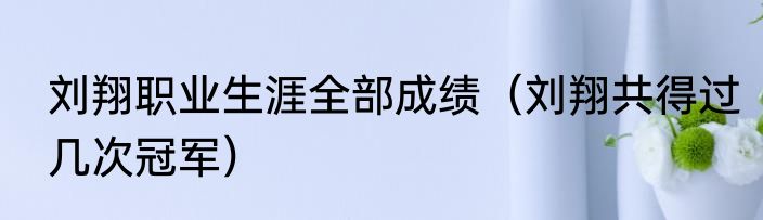 刘翔职业生涯全部成绩（刘翔共得过几次冠军）