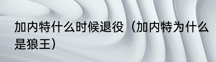 加内特什么时候退役（加内特为什么是狼王）