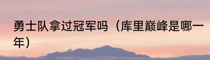 勇士队拿过冠军吗（库里巅峰是哪一年）