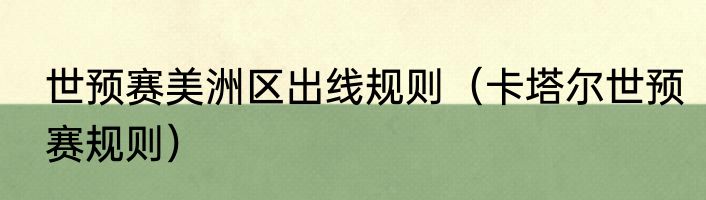 世预赛美洲区出线规则（卡塔尔世预赛规则）