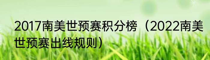 2017南美世预赛积分榜（2022南美世预赛出线规则）
