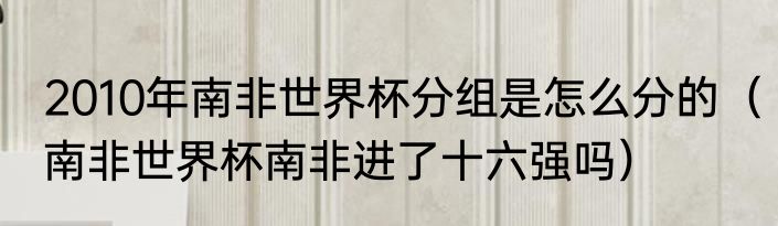 2010年南非世界杯分组是怎么分的（南非世界杯南非进了十六强吗）