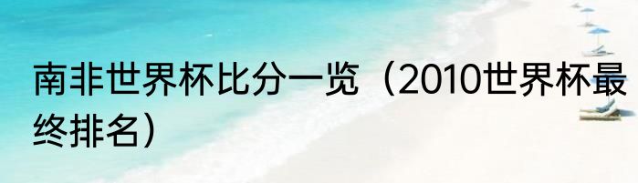 南非世界杯比分一览（2010世界杯最终排名）
