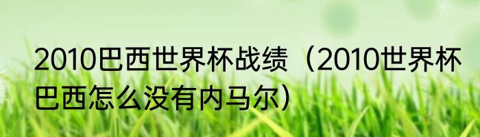 2010巴西世界杯战绩（2010世界杯巴西怎么没有内马尔）