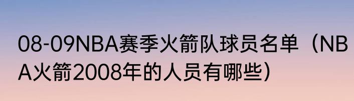 08-09NBA赛季火箭队球员名单（NBA火箭2008年的人员有哪些）