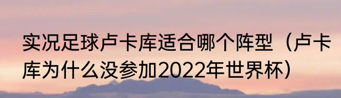 实况足球卢卡库适合哪个阵型（卢卡库为什么没参加2022年世界杯）