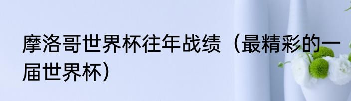 摩洛哥世界杯往年战绩（最精彩的一届世界杯）