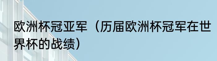 欧洲杯冠亚军（历届欧洲杯冠军在世界杯的战绩）