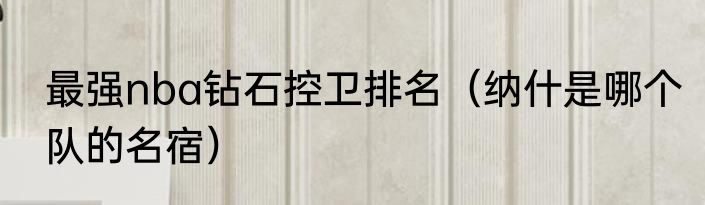 最强nba钻石控卫排名（纳什是哪个队的名宿）