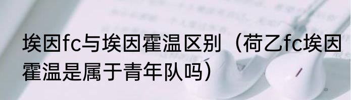 埃因fc与埃因霍温区别（荷乙fc埃因霍温是属于青年队吗）