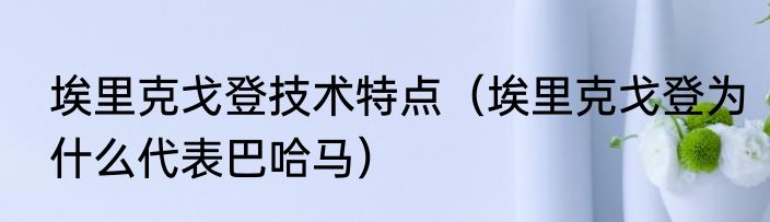 埃里克戈登技术特点（埃里克戈登为什么代表巴哈马）