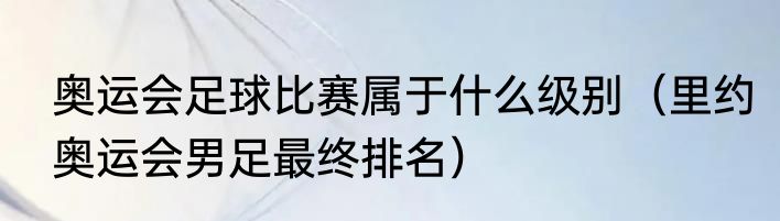 奥运会足球比赛属于什么级别（里约奥运会男足最终排名）