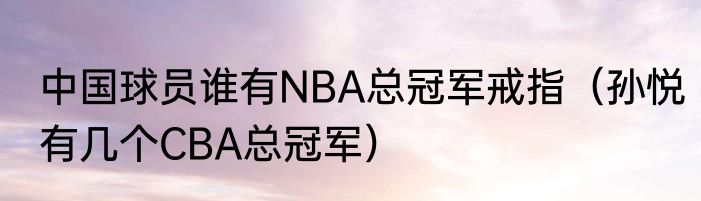 中国球员谁有NBA总冠军戒指（孙悦有几个CBA总冠军）