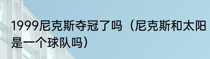 1999尼克斯夺冠了吗（尼克斯和太阳是一个球队吗）