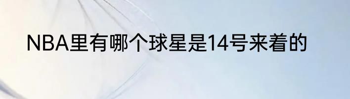 NBA里有哪个球星是14号来着的