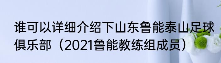 谁可以详细介绍下山东鲁能泰山足球俱乐部（2021鲁能教练组成员）