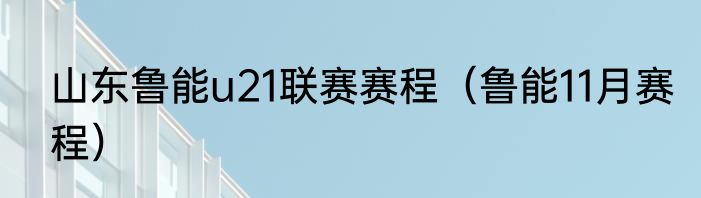 山东鲁能u21联赛赛程（鲁能11月赛程）