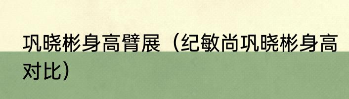 巩晓彬身高臂展（纪敏尚巩晓彬身高对比）