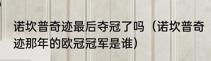 诺坎普奇迹最后夺冠了吗（诺坎普奇迹那年的欧冠冠军是谁）