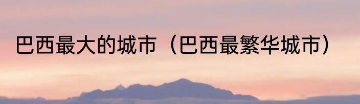 巴西最大的城市（巴西最繁华城市）