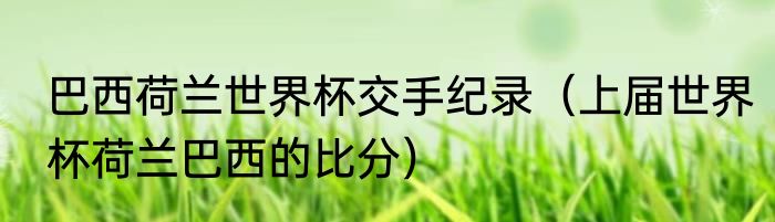 巴西荷兰世界杯交手纪录（上届世界杯荷兰巴西的比分）