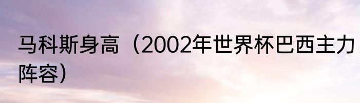 马科斯身高（2002年世界杯巴西主力阵容）