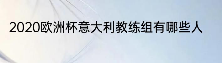 2020欧洲杯意大利教练组有哪些人