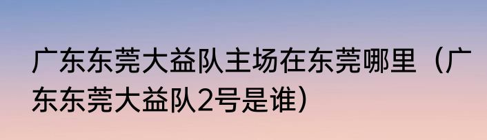 广东东莞大益队主场在东莞哪里（广东东莞大益队2号是谁）