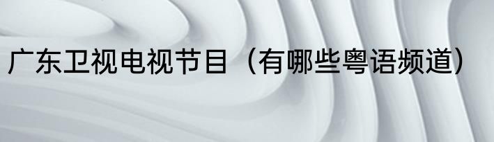 广东卫视电视节目(有哪些粤语频道)