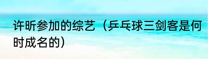 许昕参加的综艺（乒乓球三剑客是何时成名的）