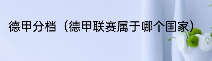 德甲分档（德甲联赛属于哪个国家）