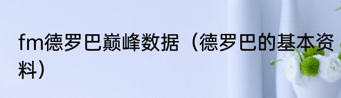 fm德罗巴巅峰数据（德罗巴的基本资料）