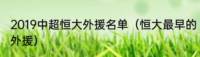 2019中超恒大外援名单（恒大最早的外援）