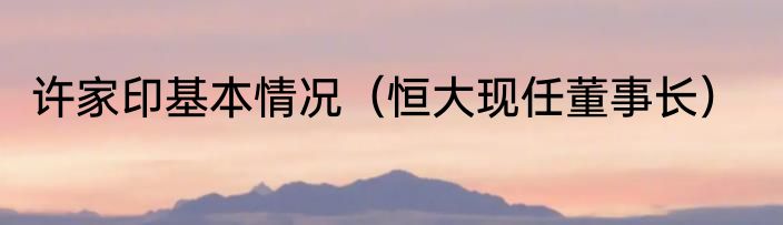 许家印基本情况（恒大现任董事长）
