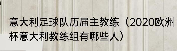 意大利足球队历届主教练（2020欧洲杯意大利教练组有哪些人）